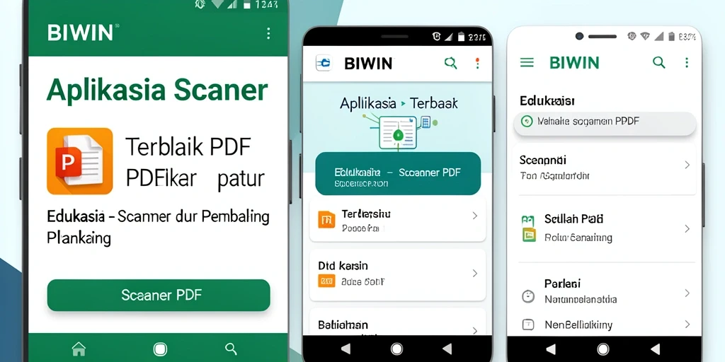 Tampilan antarmuka aplikasi BIWIN saat memindai dokumen.