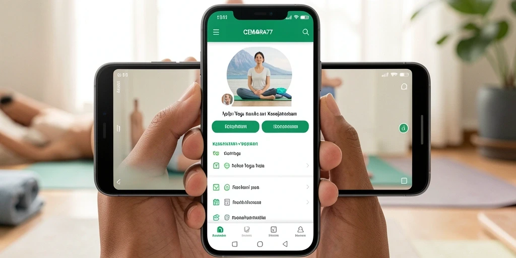 Screenshot antarmuka pengguna CEMARA77 yang menampilkan sesi Yoga yang interaktif.