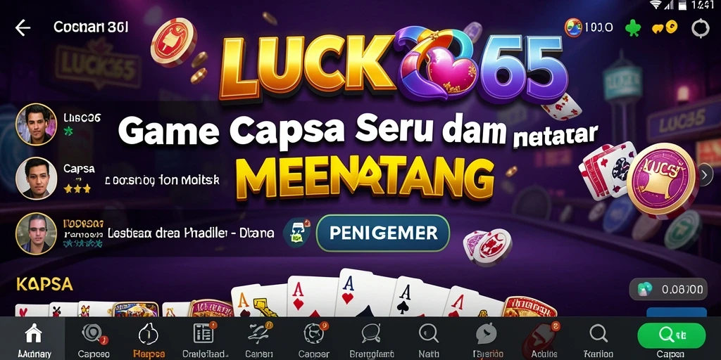 Antarmuka LUCK365 yang menarik dan interaktif saat bermain Capsa.
