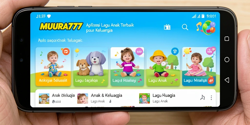 Antarmuka MUARA777 yang ramah dan berwarna-warni untuk lagu anak.