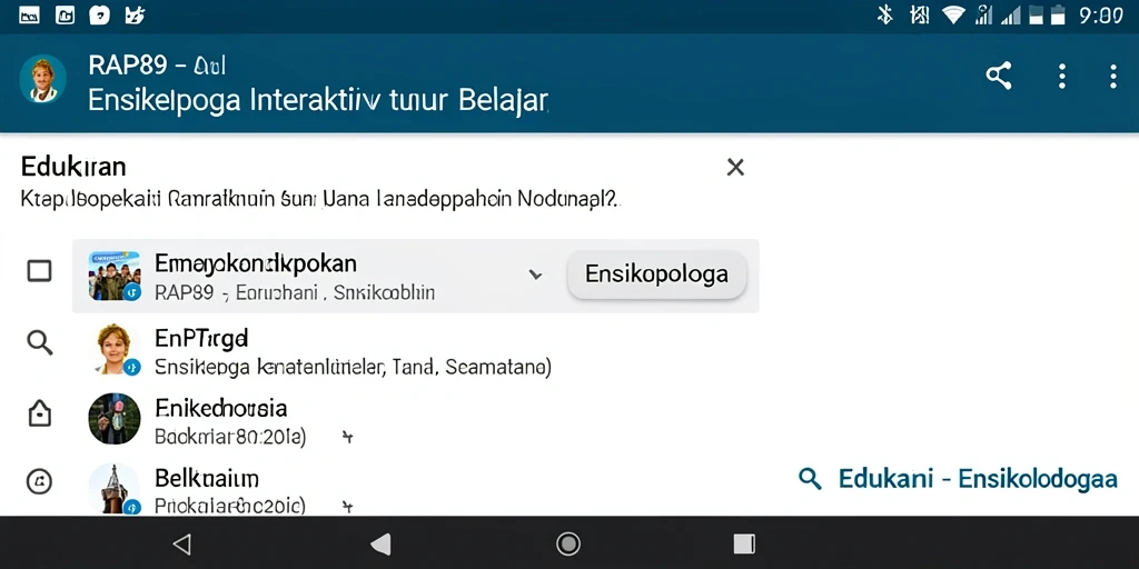 Antarmuka menarik dan mudah digunakan dari aplikasi Ensiklopedia.