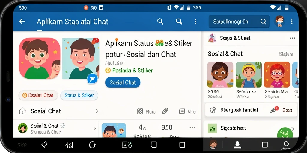 Antarmuka aplikasi S80 dengan koleksi stiker menarik.