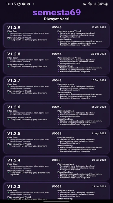 Riwayat Versi semesta69 untuk Pengguna Android Indonesia.